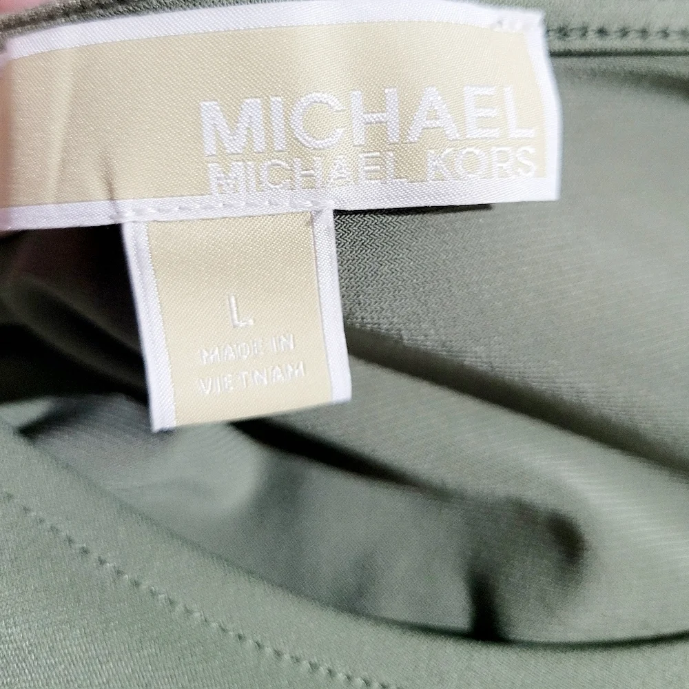 Michael Michael Kors Womens Top Size Large Olive Green Ladder-Cut Sleeve Detail - Picture 10 of 11